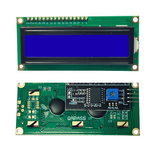 16x2 Blue LCD Display Module with I2C/IIC SerInterfaceial