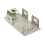 Durable metal robot car chassis with 4 wheels and 1 caster wheel for DIY robotics.