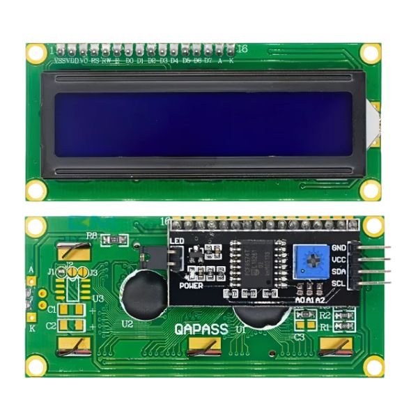 16x2 Blue LCD Display Module with I2C/IIC SerInterfaceial