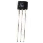 A3144 Hall Effect Sensor Switch front view showing TO-92 package and three leads on white background