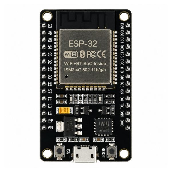 ESP32 WROOM Development Board front view showing microcontroller