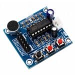 ISD1820 voice recorder module back view showing PCB traces IC chip and speaker terminal pads