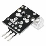 KY-031 knock sensor module back view showing PCB layout and mounting holes clearly visible