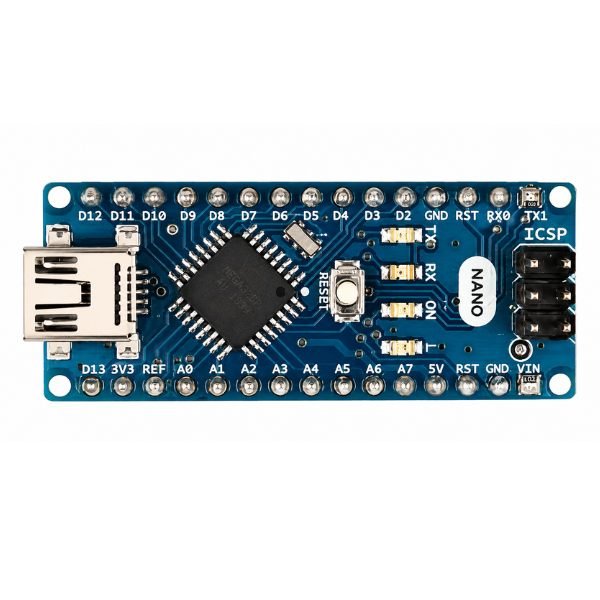 Original Arduino Nano Development Board blue PCB front view