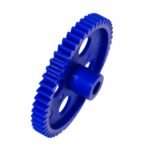 Spur gear 55mm 50 teeth 6mm bore blue plastic top view