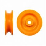 Mini pulley wheel 50mm U-groove yellow plastic top view