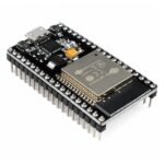 esp32 38 pin board showing chip layout and soldered components