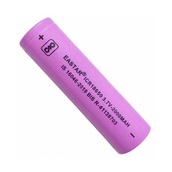 3.7V 2000mAh 18650 li-ion rechargeable cell front view