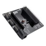 NodeMCU ESP8266 Serial Port Baseboard Board with mounted headers and pin layout front view