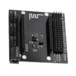 esp8266 baseboard showing GPIO headers and power rails layout close-up