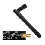 NRF24L01 PA LNA SMA antenna 2.4GHz module back view showing SPI pin header labels