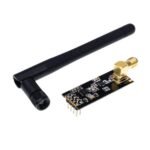 NRF24L01 PA LNA Wireless Antenna module front view showing external SMA antenna and PCB