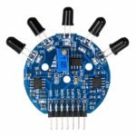 5-Channel Flame Sensor Module Board showing five IR photodiodes arranged in circular pattern on PCB