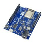 Wemos D1 R2 ESP8266 WiFi UNO Development Board with USB port, ESP8266 module, and pin headers