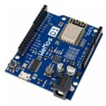Wemos D1 R2 ESP8266 WiFi UNO Development Board with USB port, ESP8266 module, and pin headers