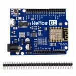 nodemcu esp8266 module section on Wemos D1 R2 board showing WiFi chip and antenna area