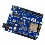 esp8266 wifi module components on Wemos D1 R2 board with GPIO headers and layout details