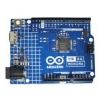 Arduino UNO board layout showing digital and analog pin headers on R4 Minima