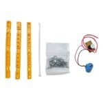 Earthquake alarm circuit showing sensor rod, wires, and buzzer setup for STEM learning kit demonstration