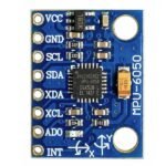 MPU-6050 Gyro And Accelerometer Sensor Module front view with pin header on white background