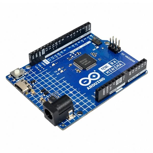 Official Arduino UNO EK (एक) R4 Minima board with USB port, headers, and main components