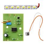 lap Switch Kit components including microphone module, relay, PCB, and electronic parts arranged for assembly