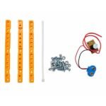 Earthquake alarm circuit showing sensor rod, wires, and buzzer setup for STEM learning kit demonstration