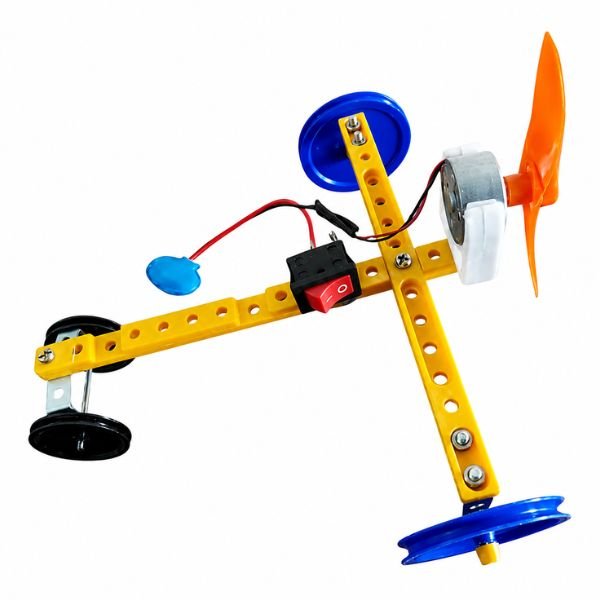 DIY Motorized Toy Aeroplane Kit with propeller, motor, and wings assembled on lightweight frame