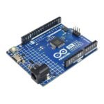 Official Arduino UNO EK (एक) R4 Minima board with USB port, headers, and main components