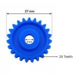 Spur gear 27mm 24 teeth 6mm bore polyacetal top view