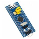 stm 32 boards layout showing STM32F103C8T6 chip and crystal oscillator