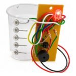 DIY Water Level Indicator Kit assembled circuit with LED indicators, sensor probes, and wires connected on board