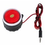 120dB 12V Alarm Horn Siren front view showing red ABS body and 900mm wire leads