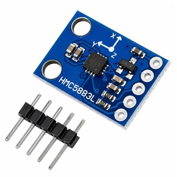 GY-273 magnetometer sensor back view showing PCB traces and I2C pin connections