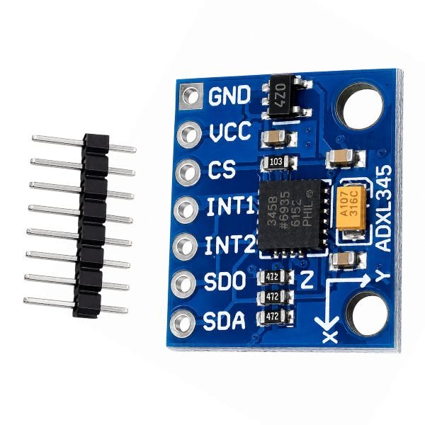 ADXL345 Triple Axis Accelerometer Sensor Module front view with pin header on white background
