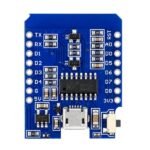 microcontroller board side view showing GPIO pins and compact layout of esp8266 d1 mini