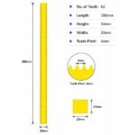 Plastic gear rack straight tooth profile close up view