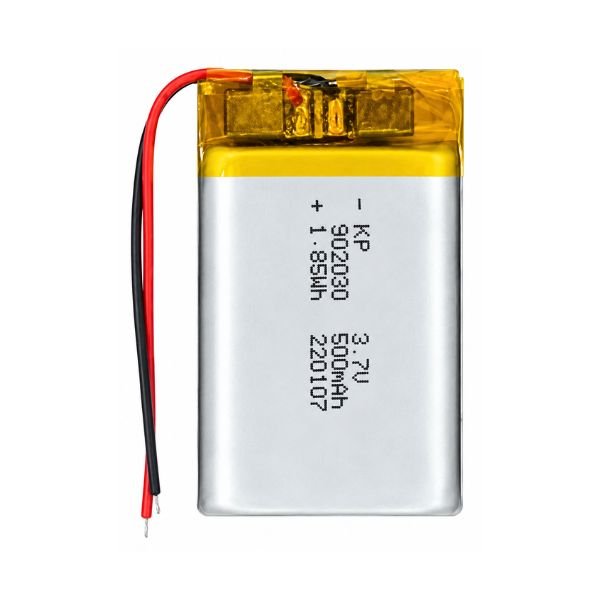3.7V 500mAh lithium polymer battery front view