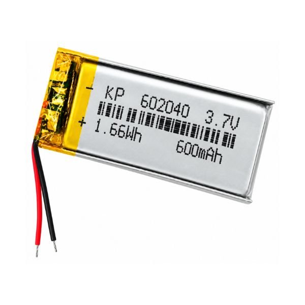 3.7V 600mAh Lithium Polymer Battery front view