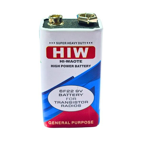 9V HIW battery for everyday electronics, gadgets, toys, and DIY projects.