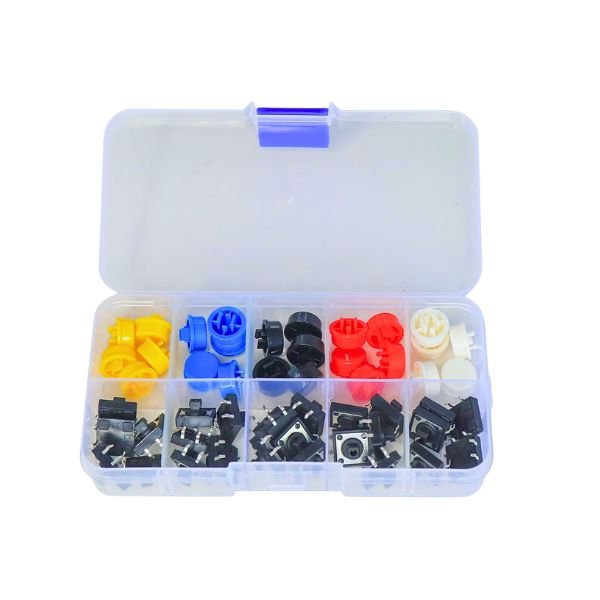Tactile Push Button Switch Set with Colored Cap (Pack of 25 Pair)