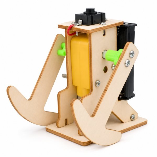 DIY Walking Robot Wooden Kit assembled walking front view