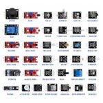 electronics module collection showing different sensor types arranged for testing and prototyping