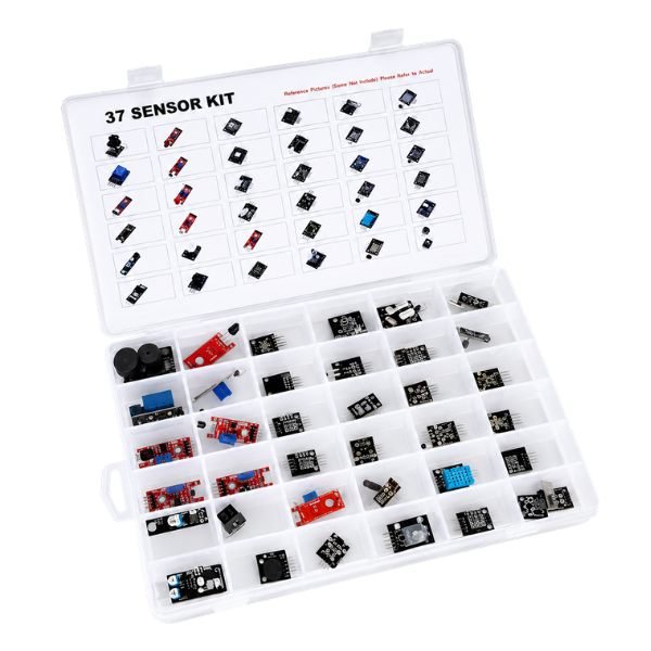 37 in 1 Sensor Kit – 37 Sensors for Arduino Projects with multiple modules arranged neatly on display