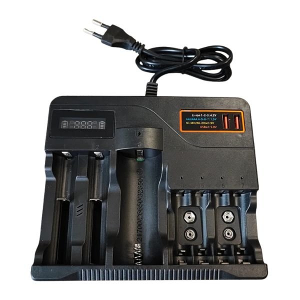 7 Slot Multi-Function Universal Battery Charger with Display Indicator