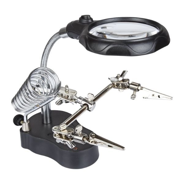 Multifunction Soldering Helping Hand with LED Light and Magnifying Glass