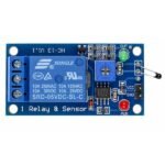 Thermal sensor relay module close up showing relay body screw terminal block and flyback diode component