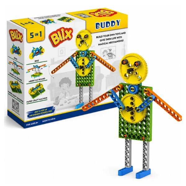 child assembling Blix 5-in-1 Buddy Building and Construction DIY Kit using screwdriver and plastic