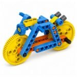 assembled robot model from Blix Kit for kids showing movable arms and wheels in working position