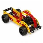 child assembling metal structure using kit parts and tools — for kids Age 7+ Years activity
